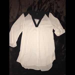 Mesh white and black long shirt
